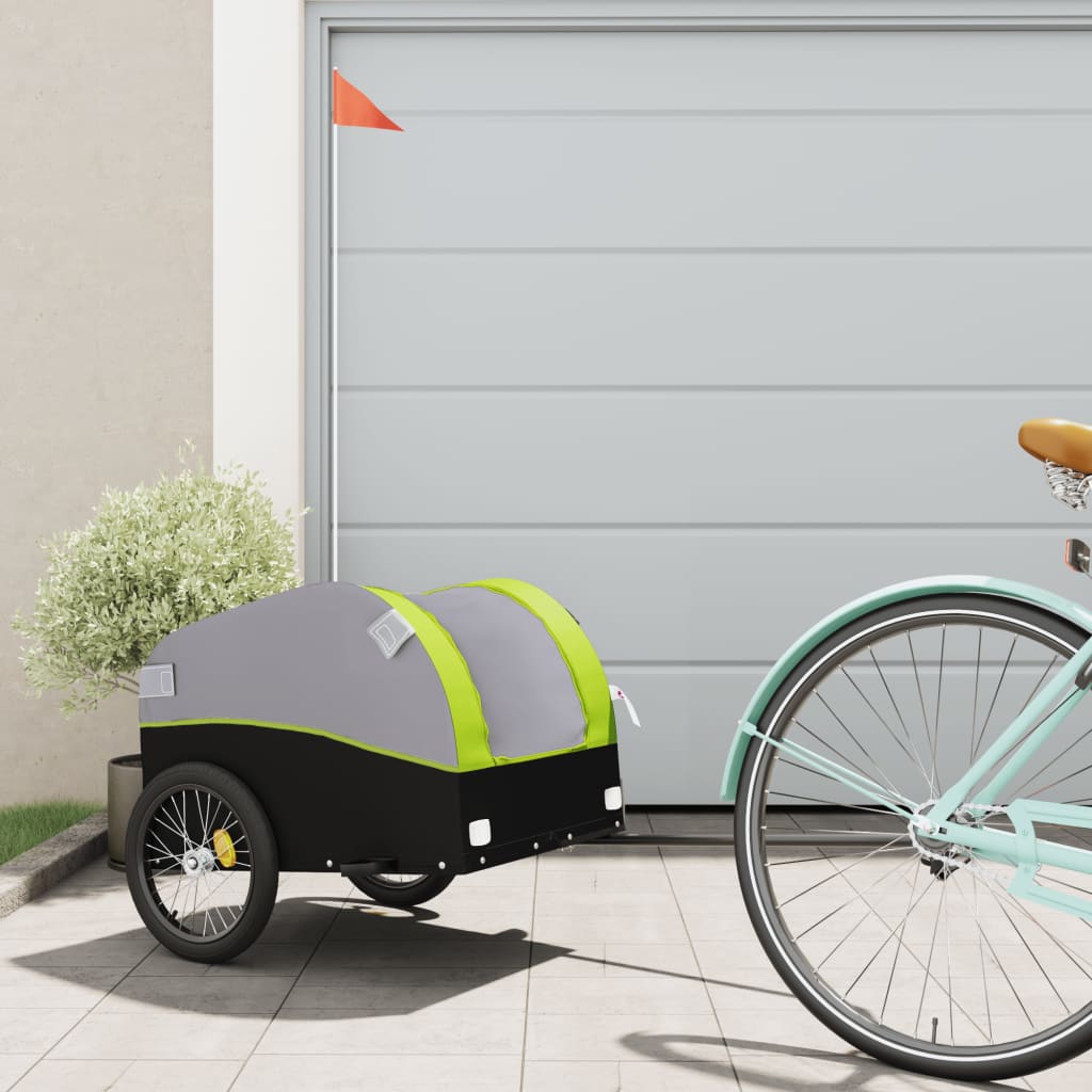 Bicycle trailer, black and green, 30kg, iron