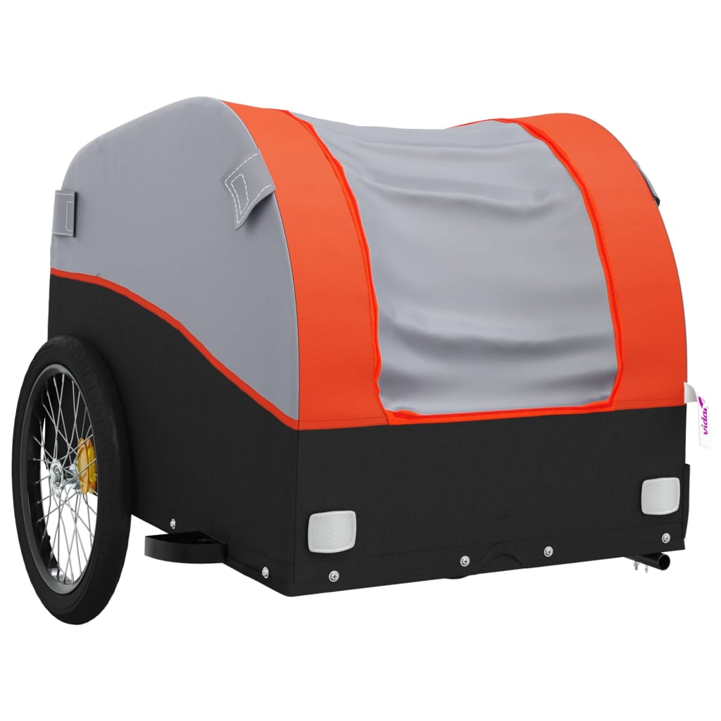 Dviračio priekaba, juodos ir oranžinės spalvos, 45kg, geležis