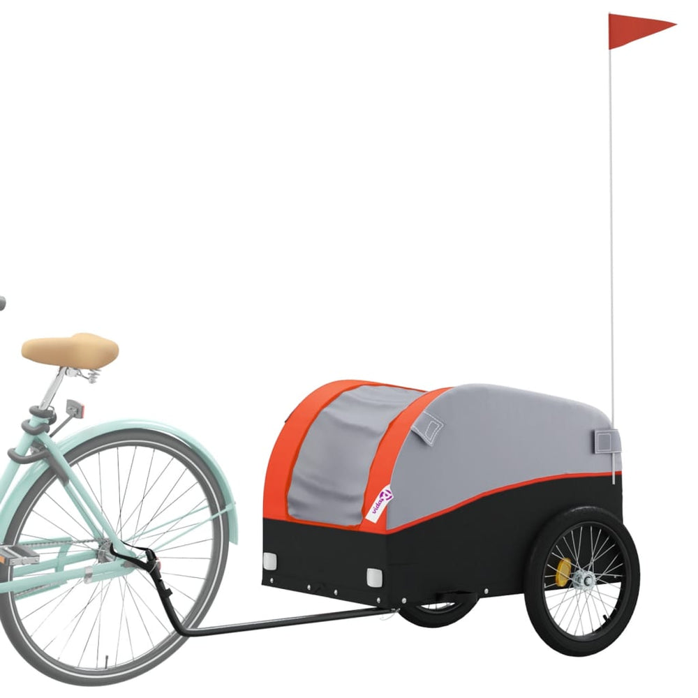 Bicycle trailer, black and orange, 45kg, iron