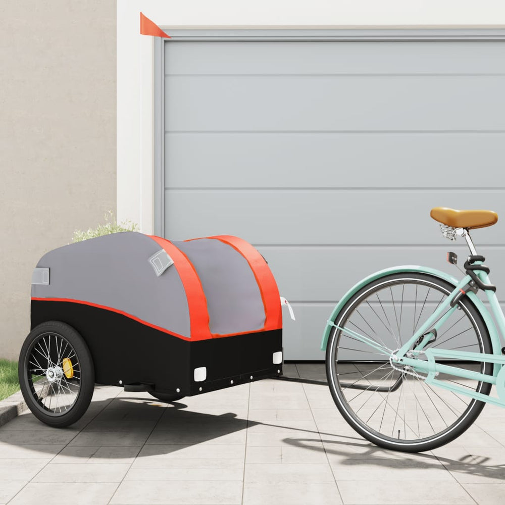 Bicycle trailer, black and orange, 45kg, iron