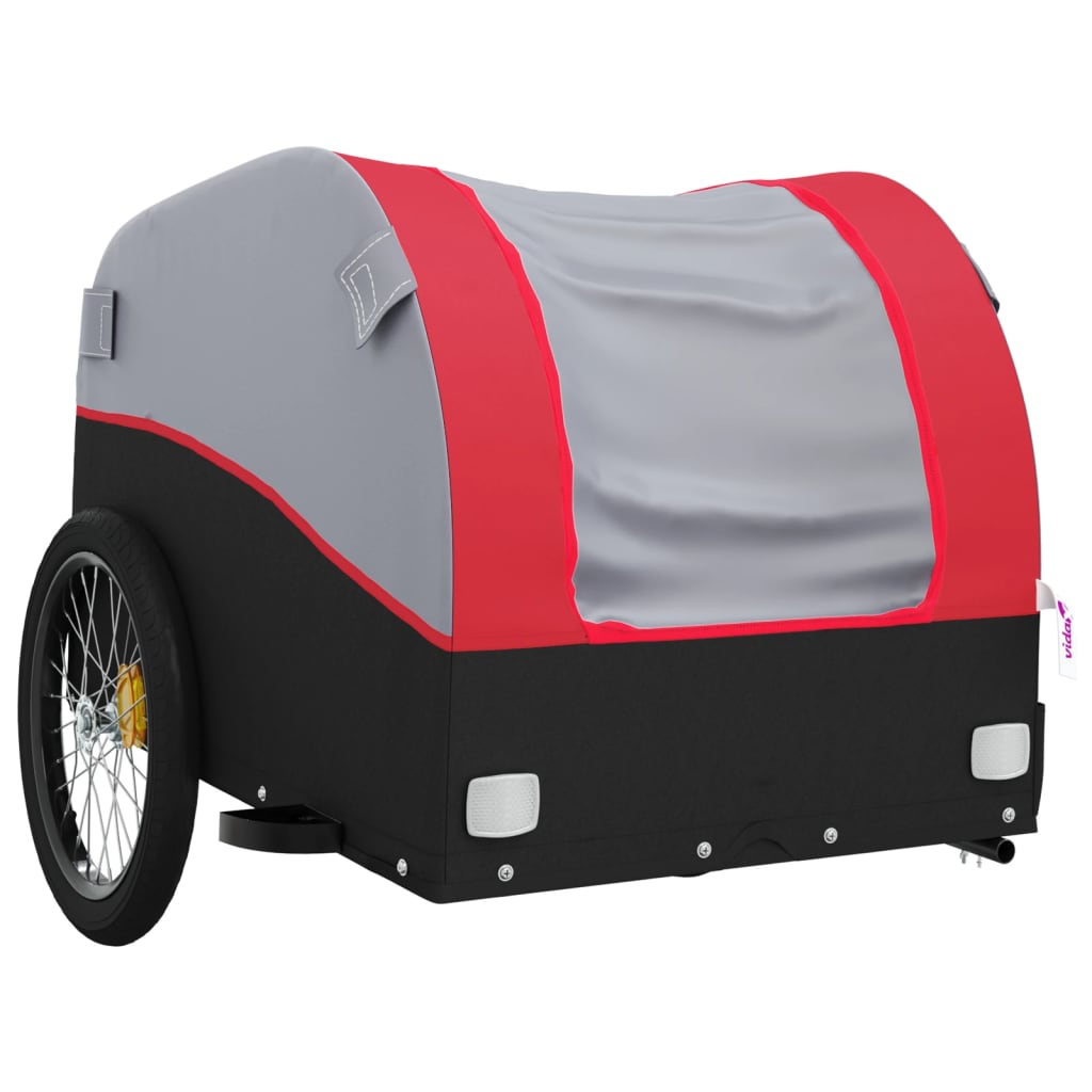 Dviračio priekaba, juodos ir raudonos spalvos, 45kg, geležis