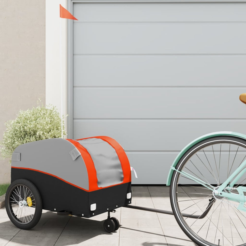 Bicycle trailer, black and orange, 30kg, iron