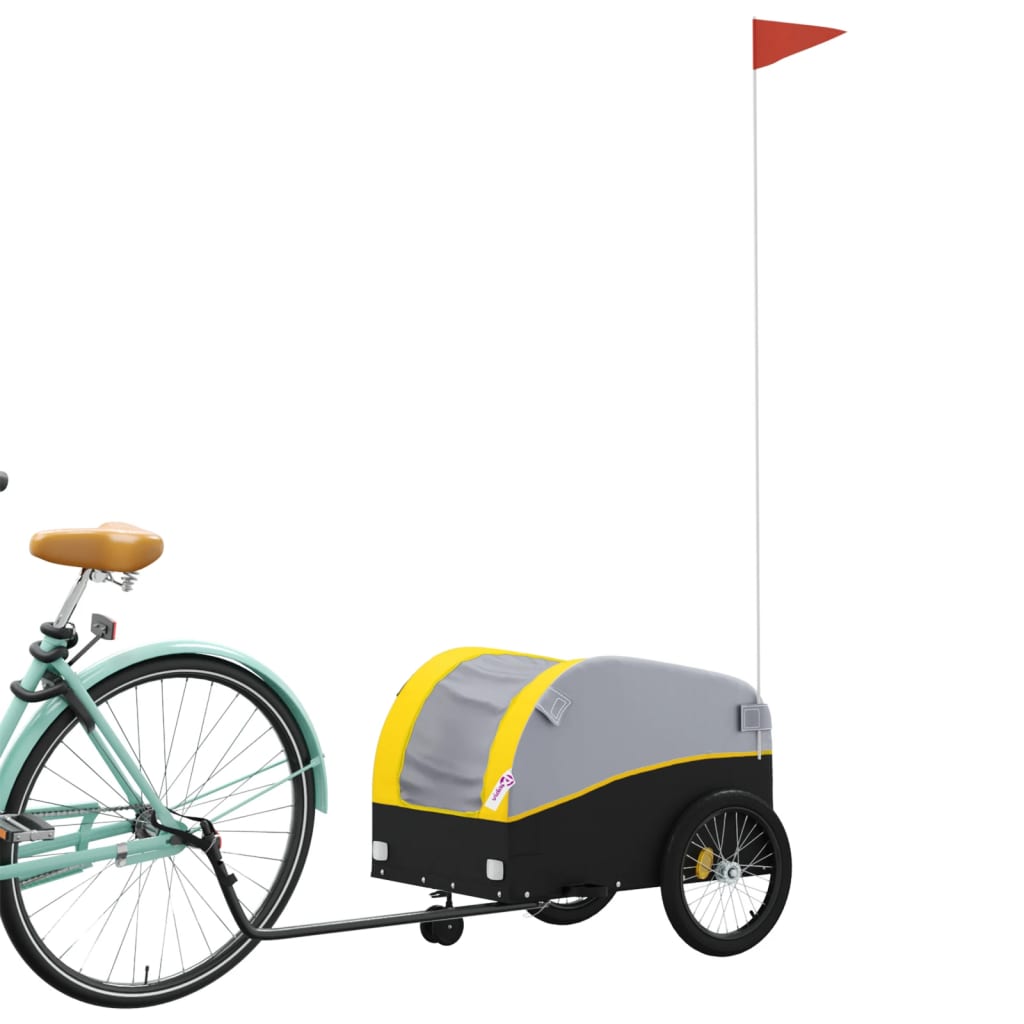Velosipēda piekabe, melnā un dzeltenā krāsā, 30 kg, dzelzs