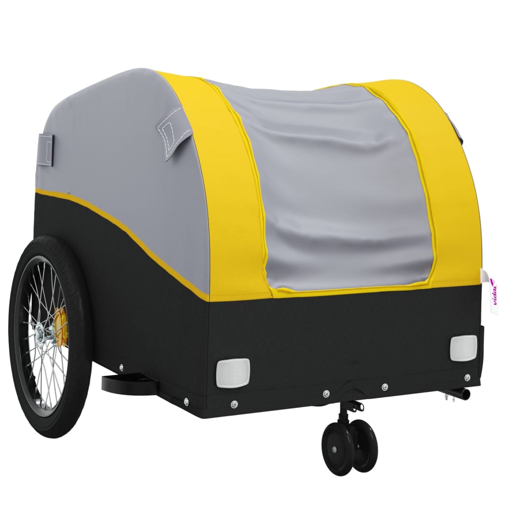 Velosipēda piekabe, melnā un dzeltenā krāsā, 30 kg, dzelzs