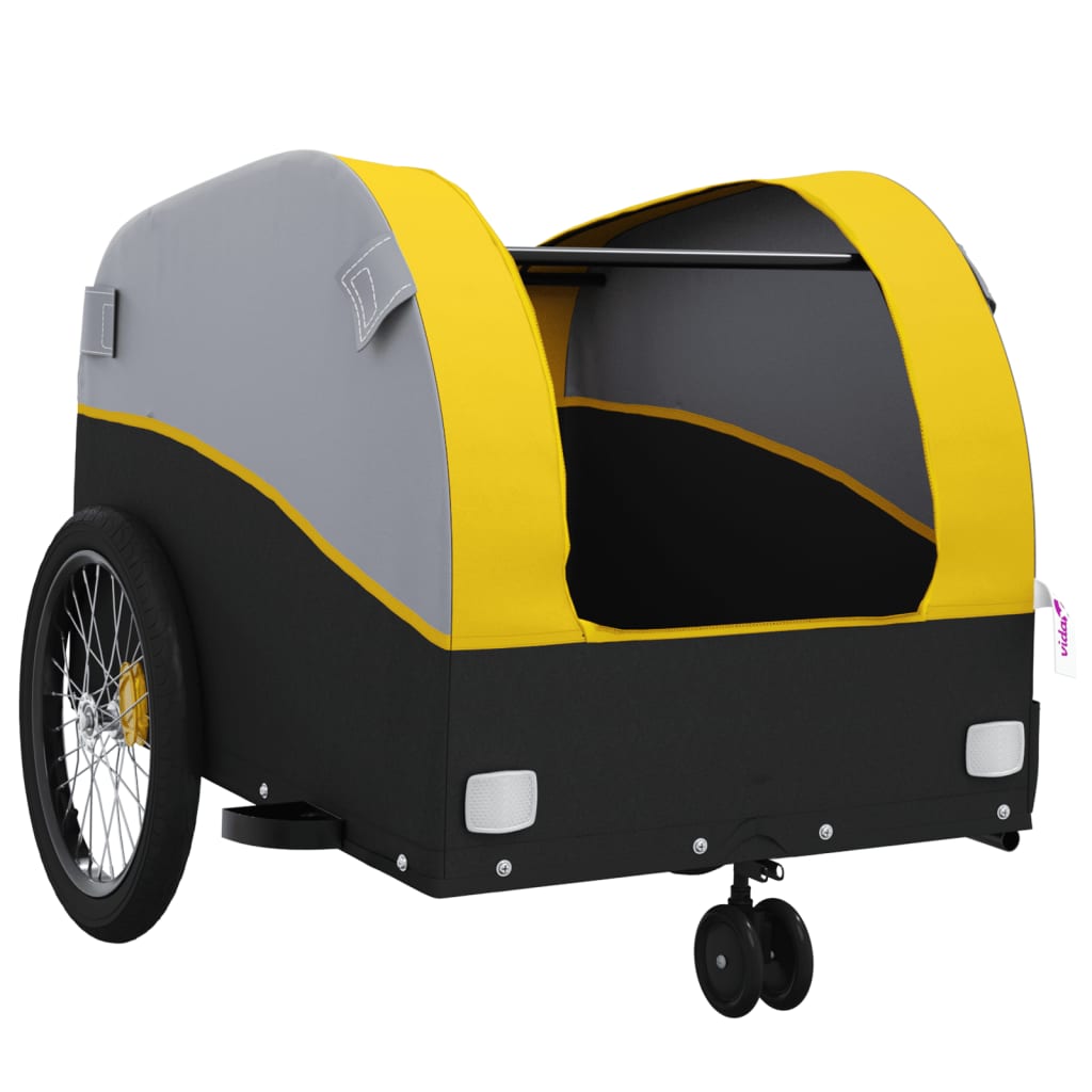 Velosipēda piekabe, melnā un dzeltenā krāsā, 30 kg, dzelzs