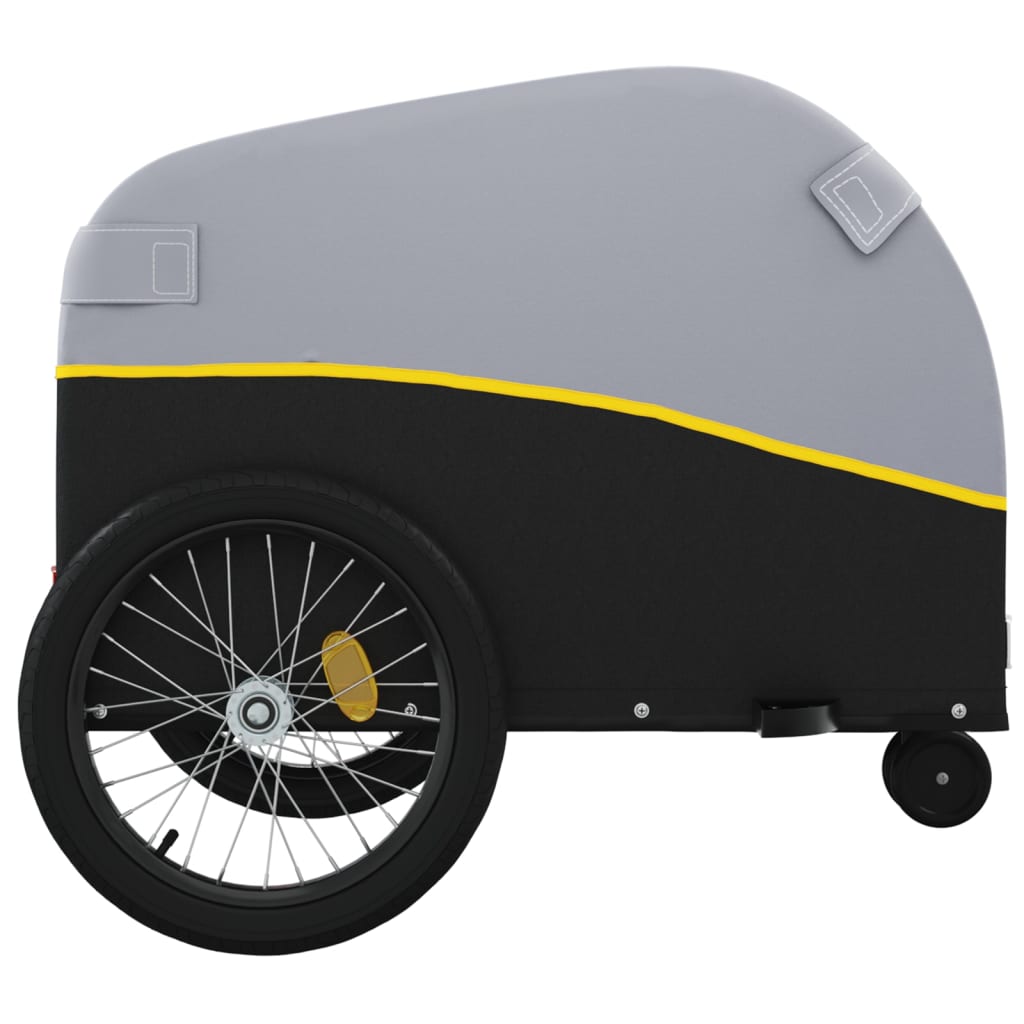 Velosipēda piekabe, melnā un dzeltenā krāsā, 30 kg, dzelzs