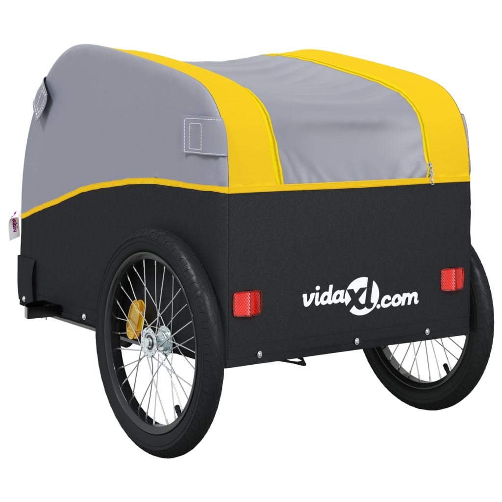 Velosipēda piekabe, melnā un dzeltenā krāsā, 30 kg, dzelzs