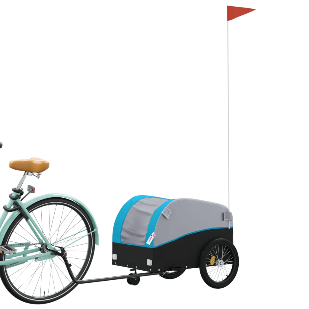 Velosipēda piekabe, melnā un zilā krāsā, 30 kg, dzelzs