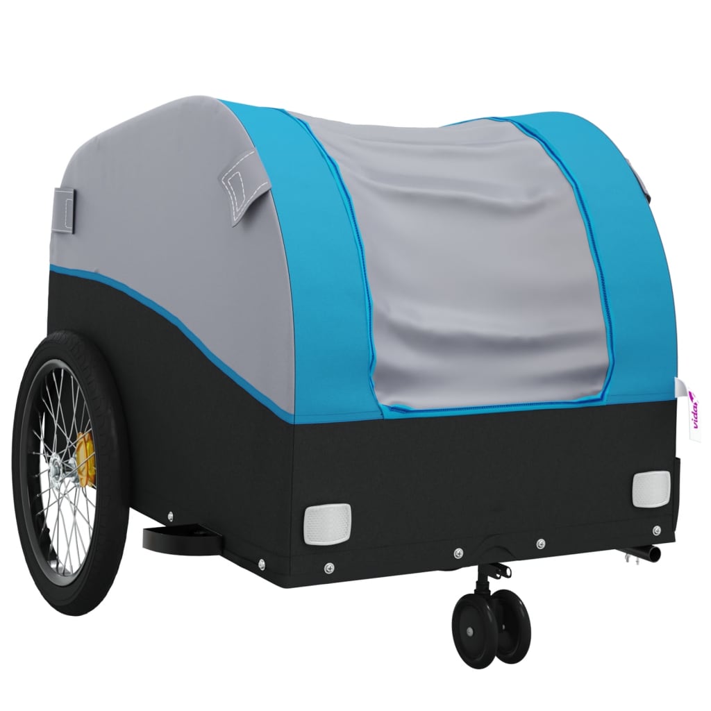 Velosipēda piekabe, melnā un zilā krāsā, 30 kg, dzelzs