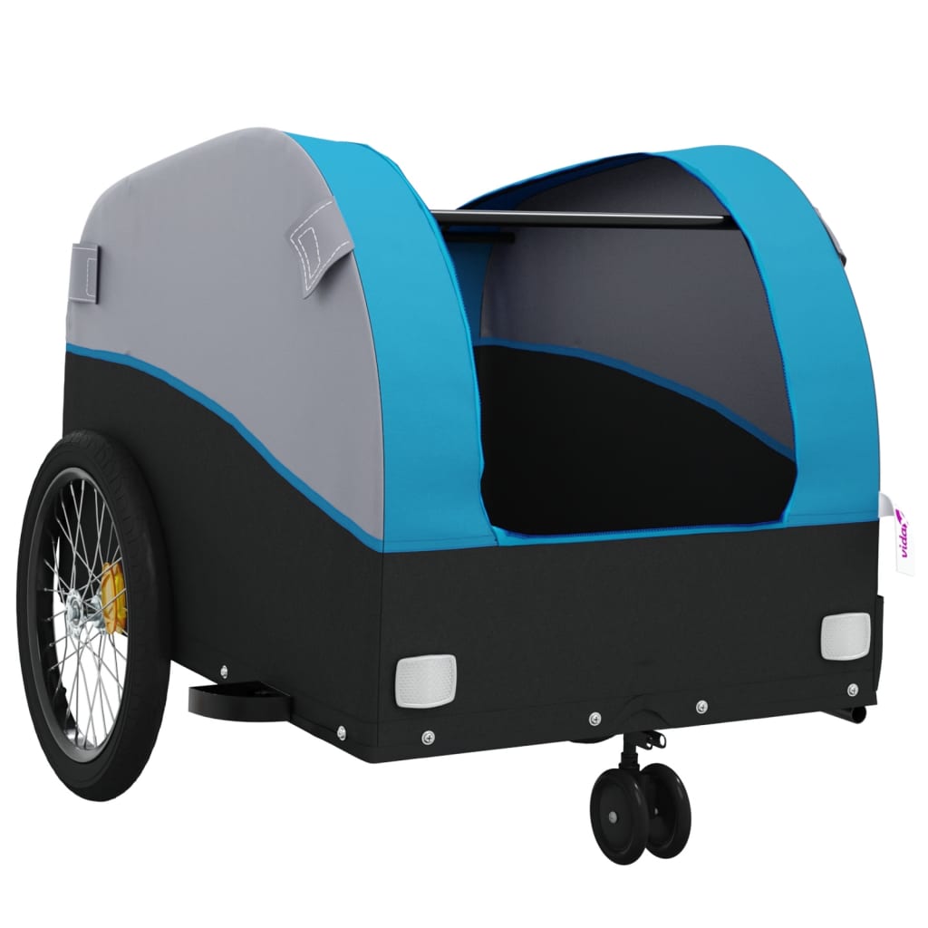 Velosipēda piekabe, melnā un zilā krāsā, 30 kg, dzelzs