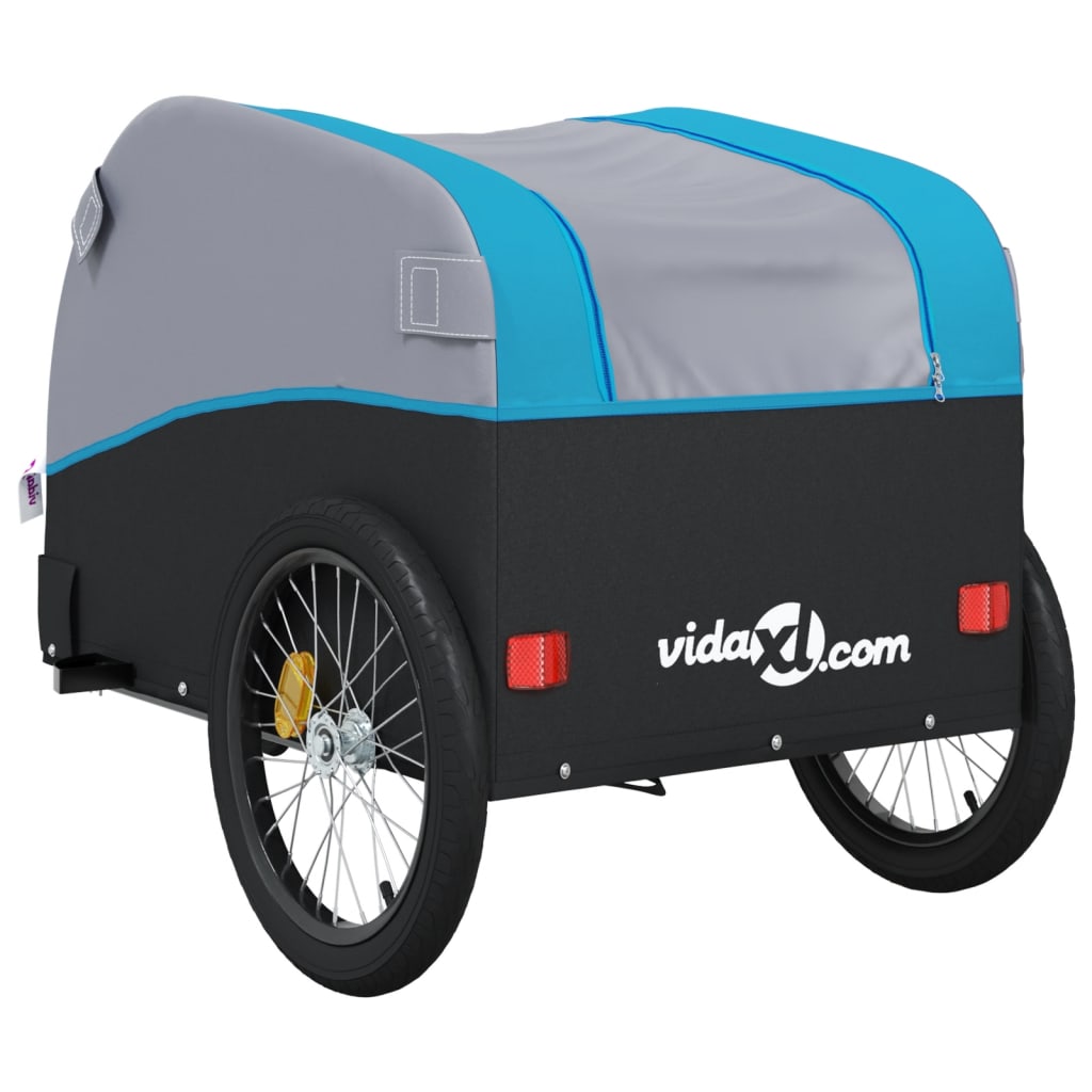 Velosipēda piekabe, melnā un zilā krāsā, 30 kg, dzelzs