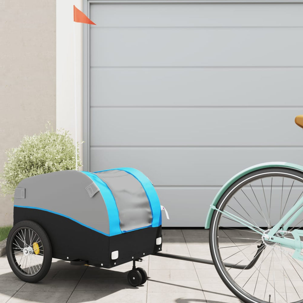 Bicycle trailer, black and blue, 30kg, iron