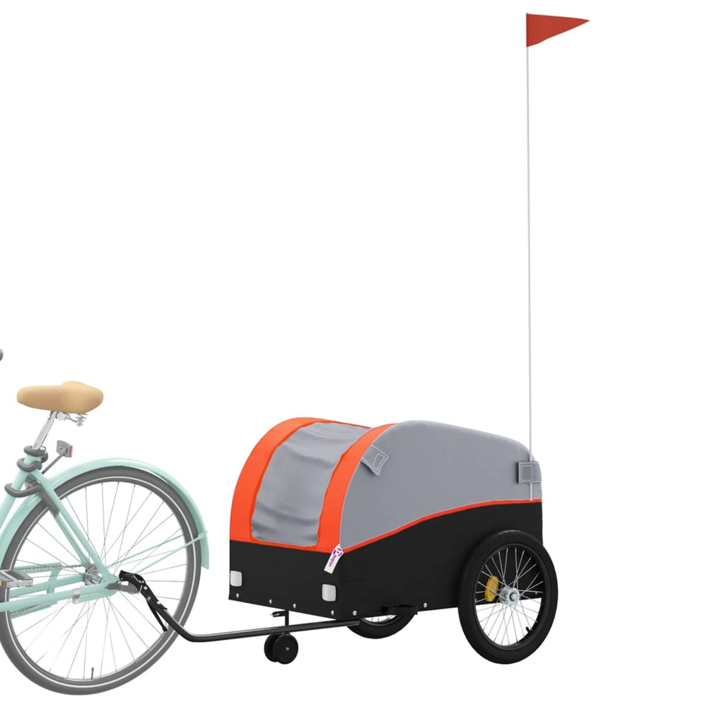 Bicycle trailer, black and orange, 45kg, iron