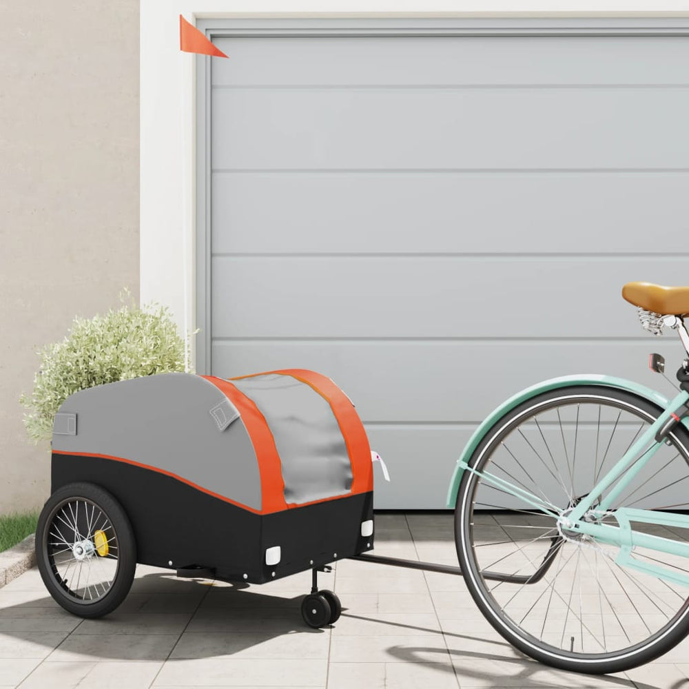 Bicycle trailer, black and orange, 45kg, iron