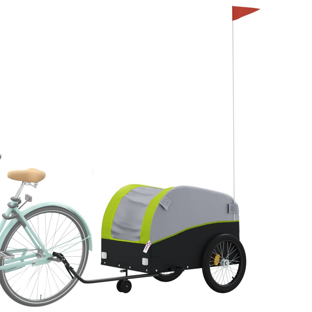 Bicycle trailer, black and green, 45kg, iron