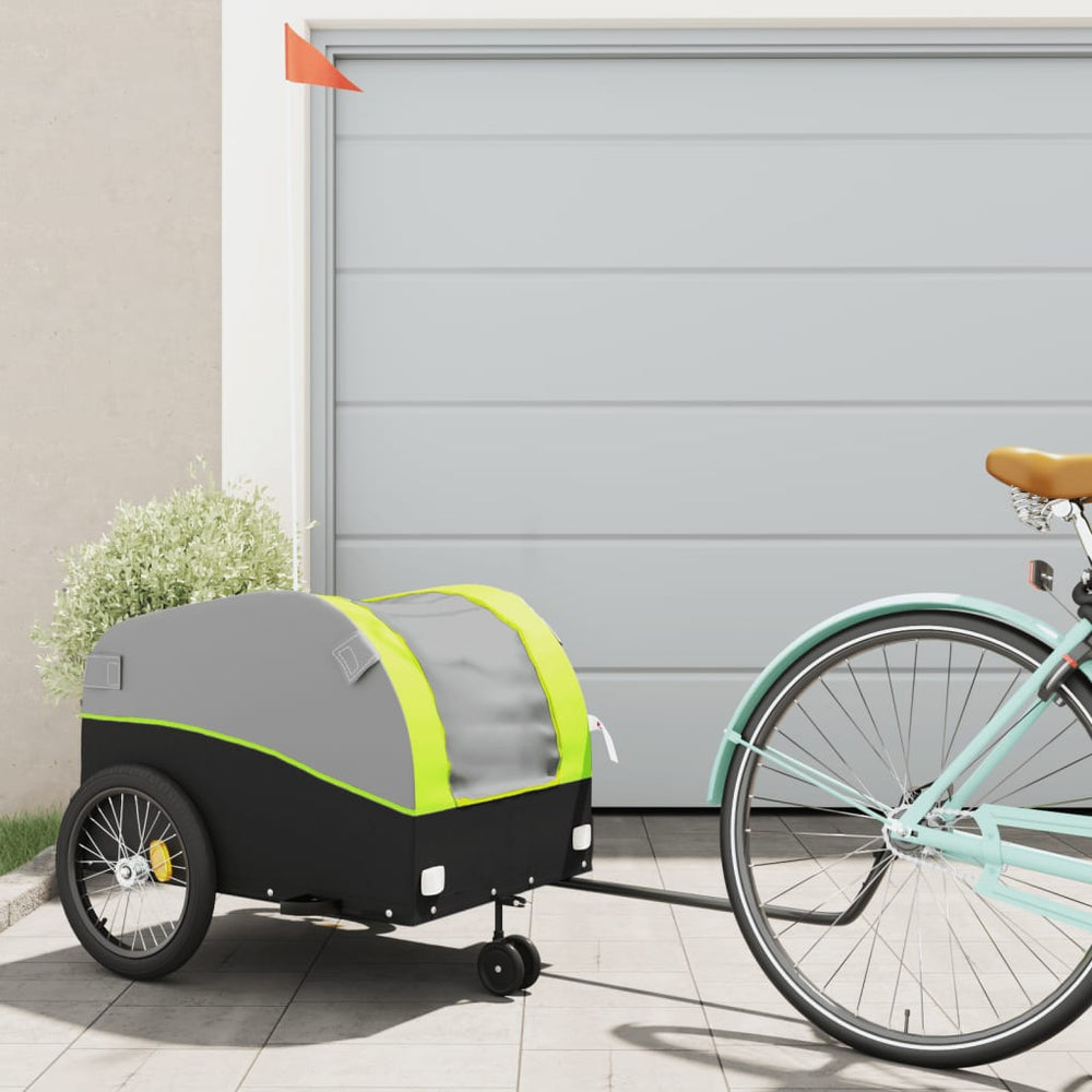 Bicycle trailer, black and green, 45kg, iron