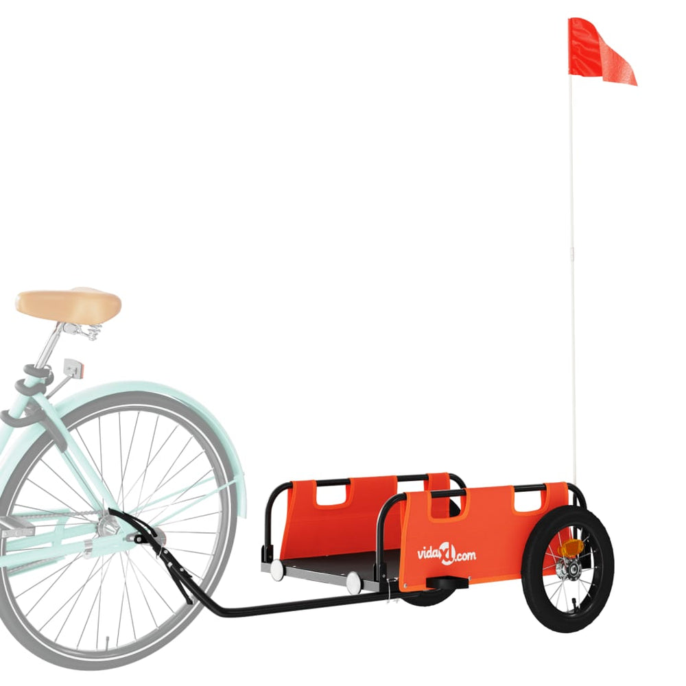 Bicycle trailer, orange, oxford fabric and iron