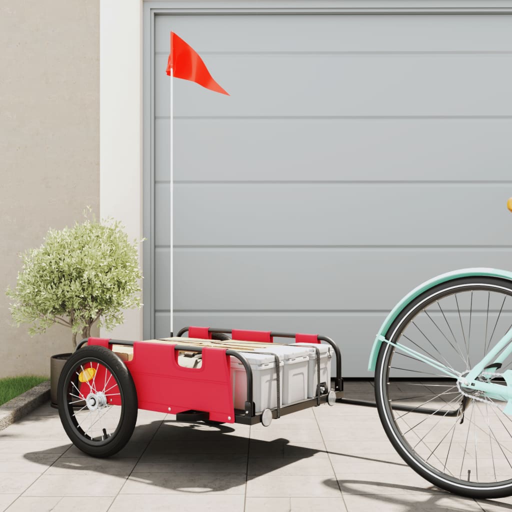 Bicycle trailer, red, Oxford fabric and iron
