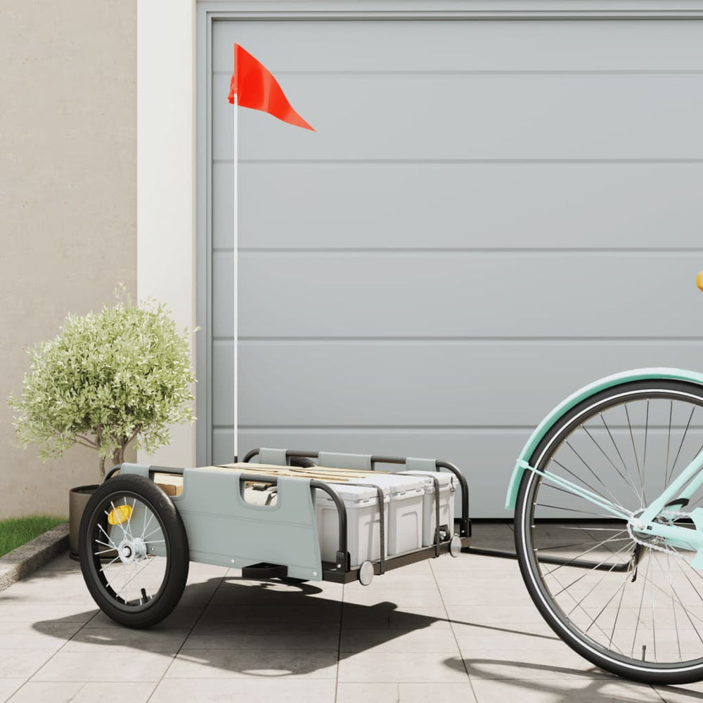 Bicycle trailer, grey, oxford fabric and iron