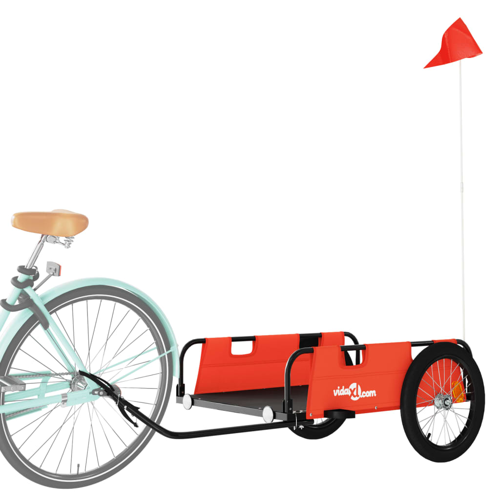Bicycle trailer, orange, oxford fabric and iron