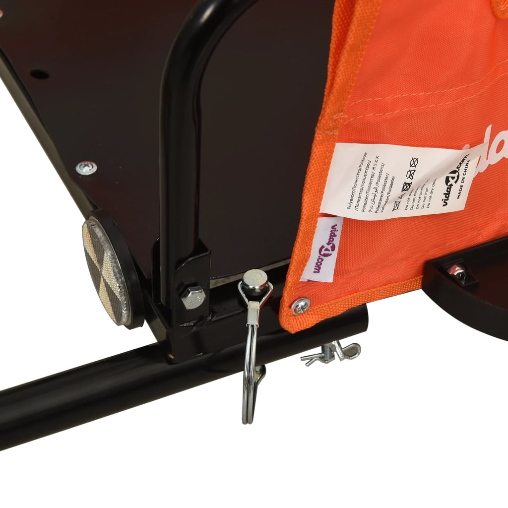 Bicycle trailer, orange, oxford fabric and iron