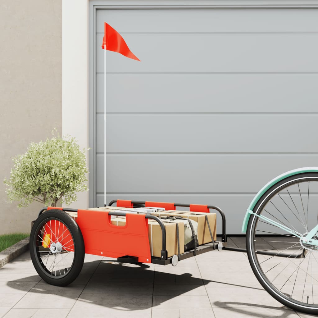 Bicycle trailer, orange, oxford fabric and iron