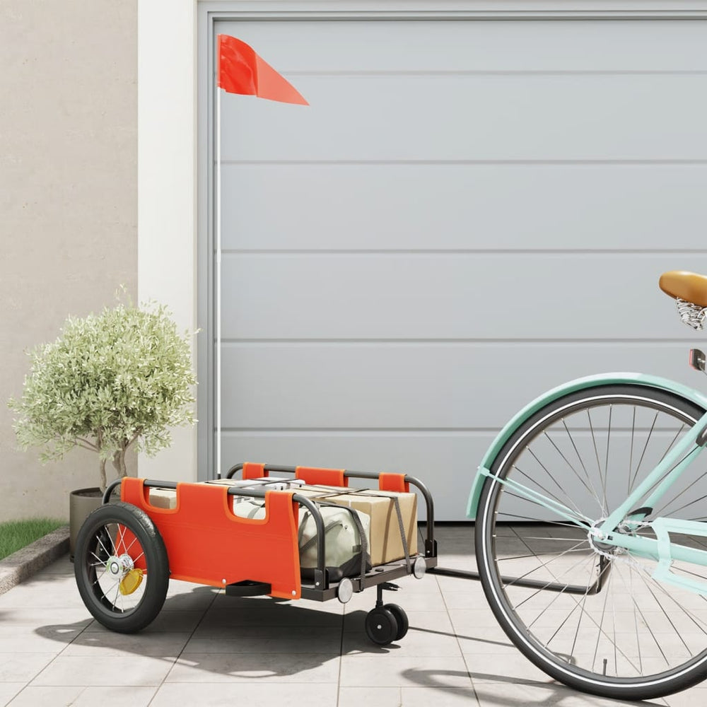 Bicycle trailer, orange, oxford fabric and iron