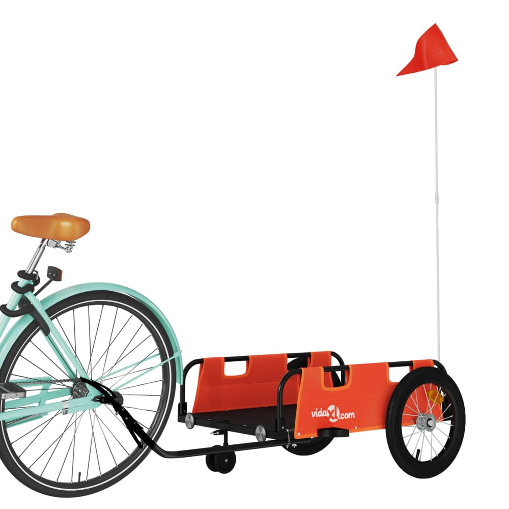 Bicycle trailer, orange, oxford fabric and iron