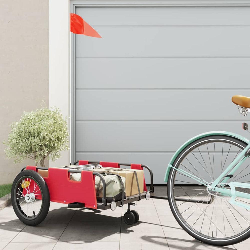 Bicycle trailer, red, Oxford fabric and iron