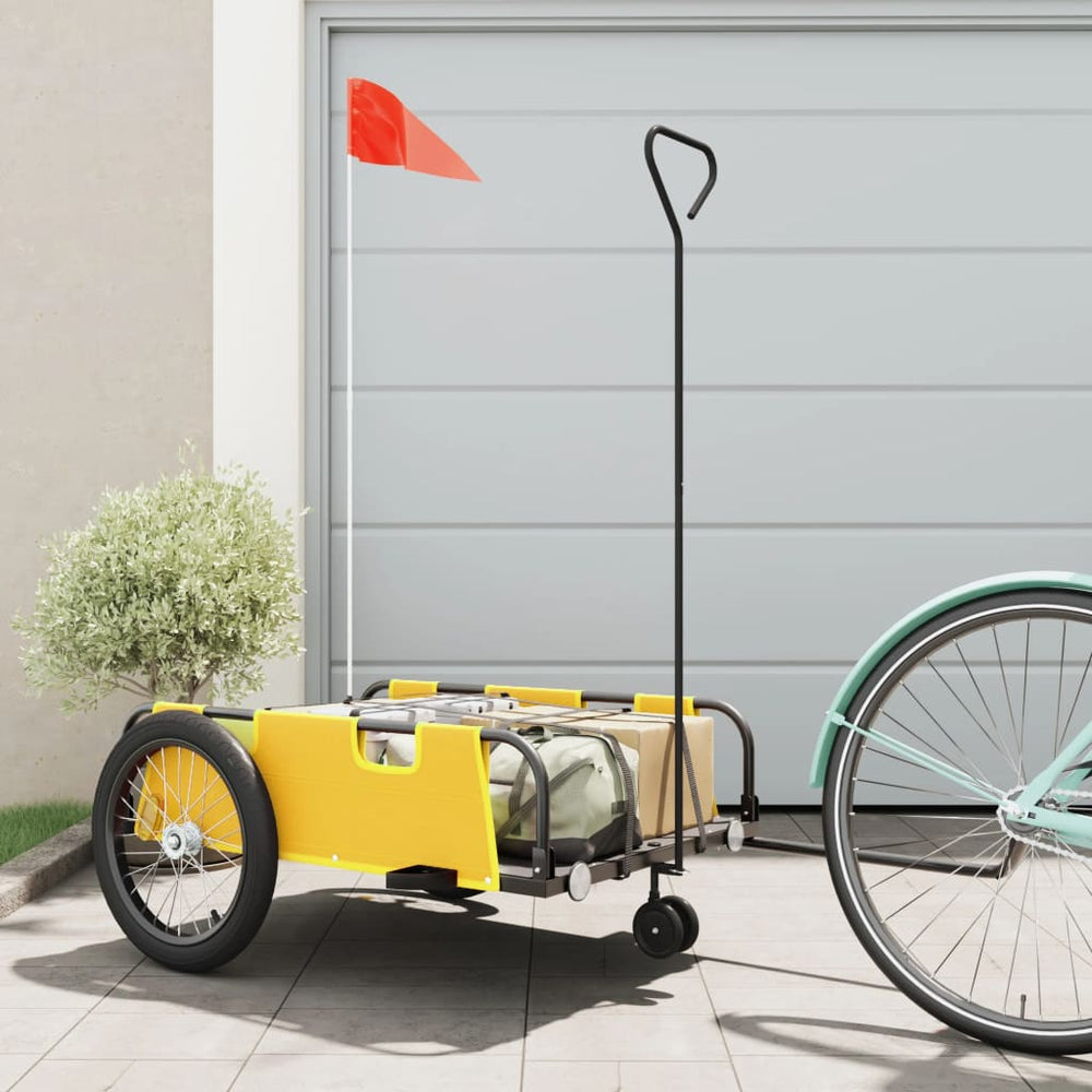 Bicycle trailer, yellow and black, Oxford fabric/iron