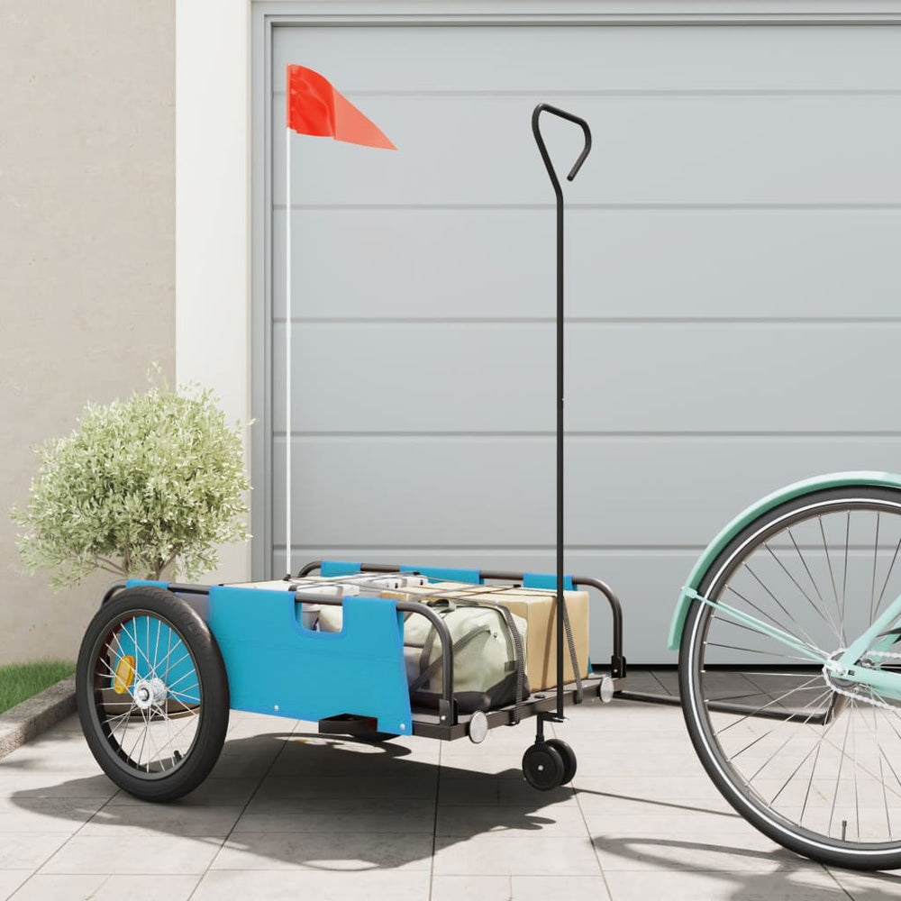 Bicycle trailer, blue and black, oxford fabric/iron