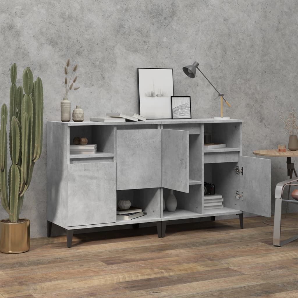 Side cabinets, 2 pcs, concrete grey, 60x35x70cm, wood
