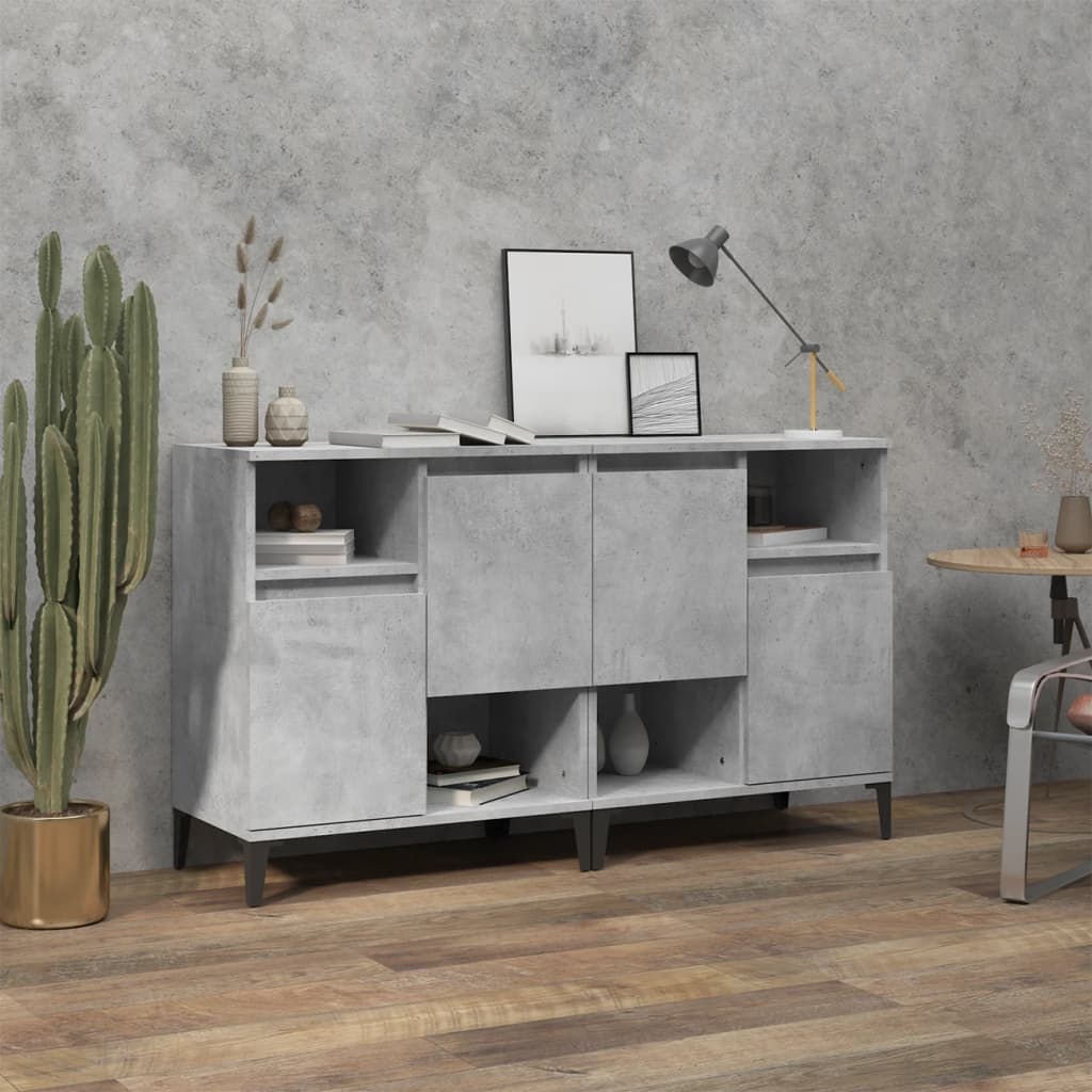 Side cabinets, 2 pcs, concrete grey, 60x35x70cm, wood