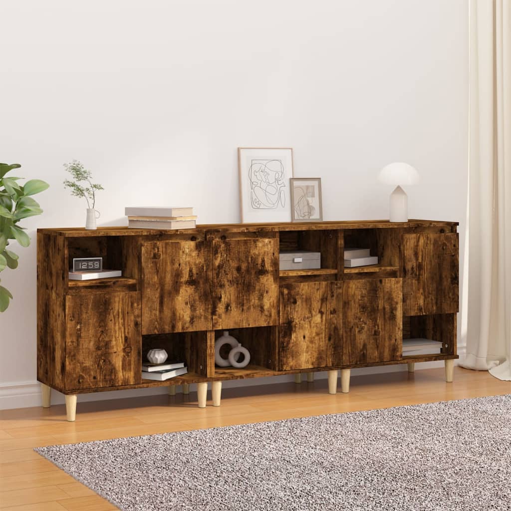 Side cabinets, 3 pcs., smoky oak, 60x35x70cm, wood