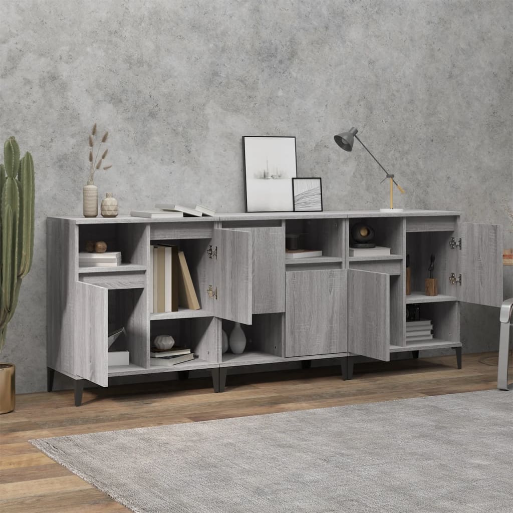 Side cabinets, 3 pcs., grey oak, 60x35x70cm, wood
