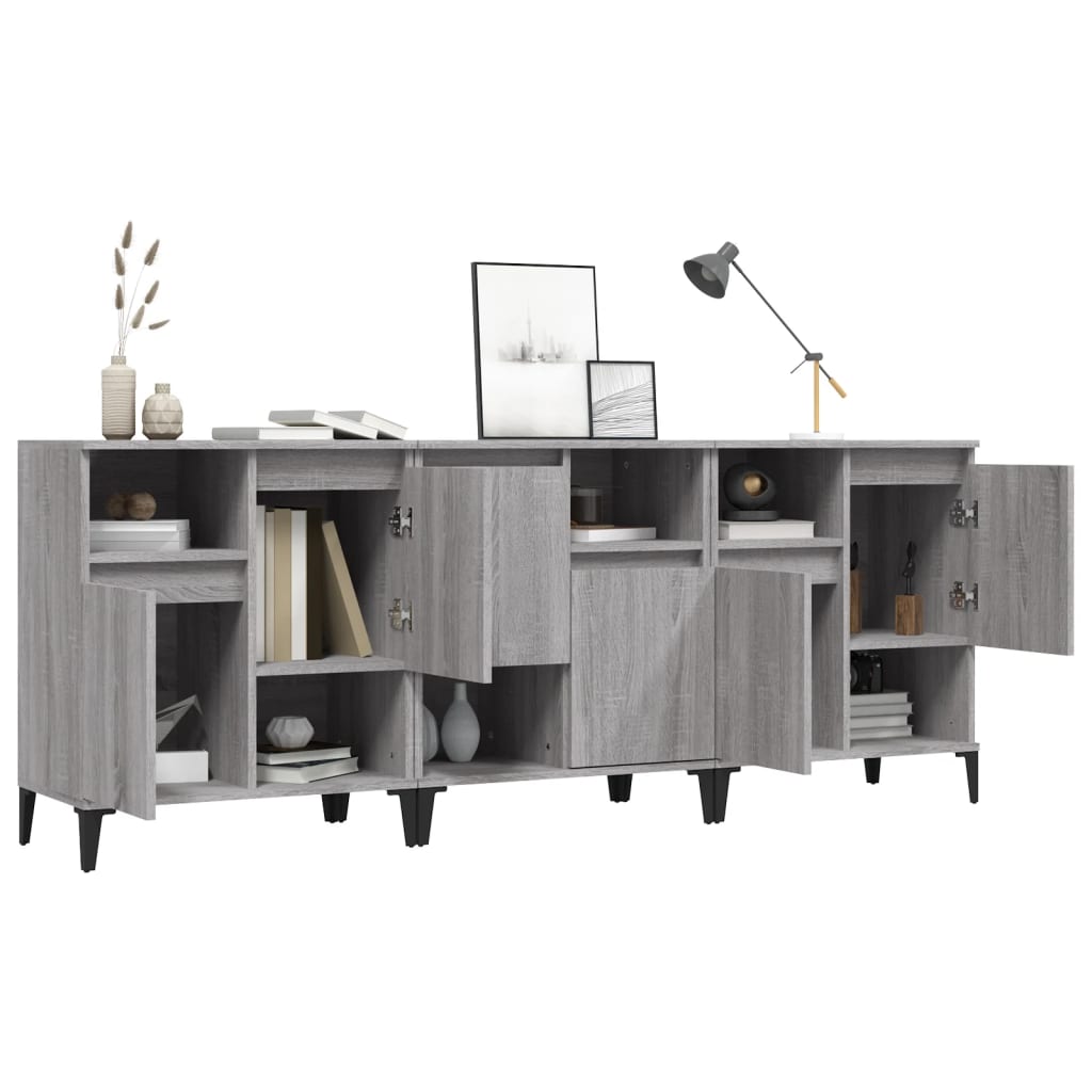 Side cabinets, 3 pcs., grey oak, 60x35x70cm, wood