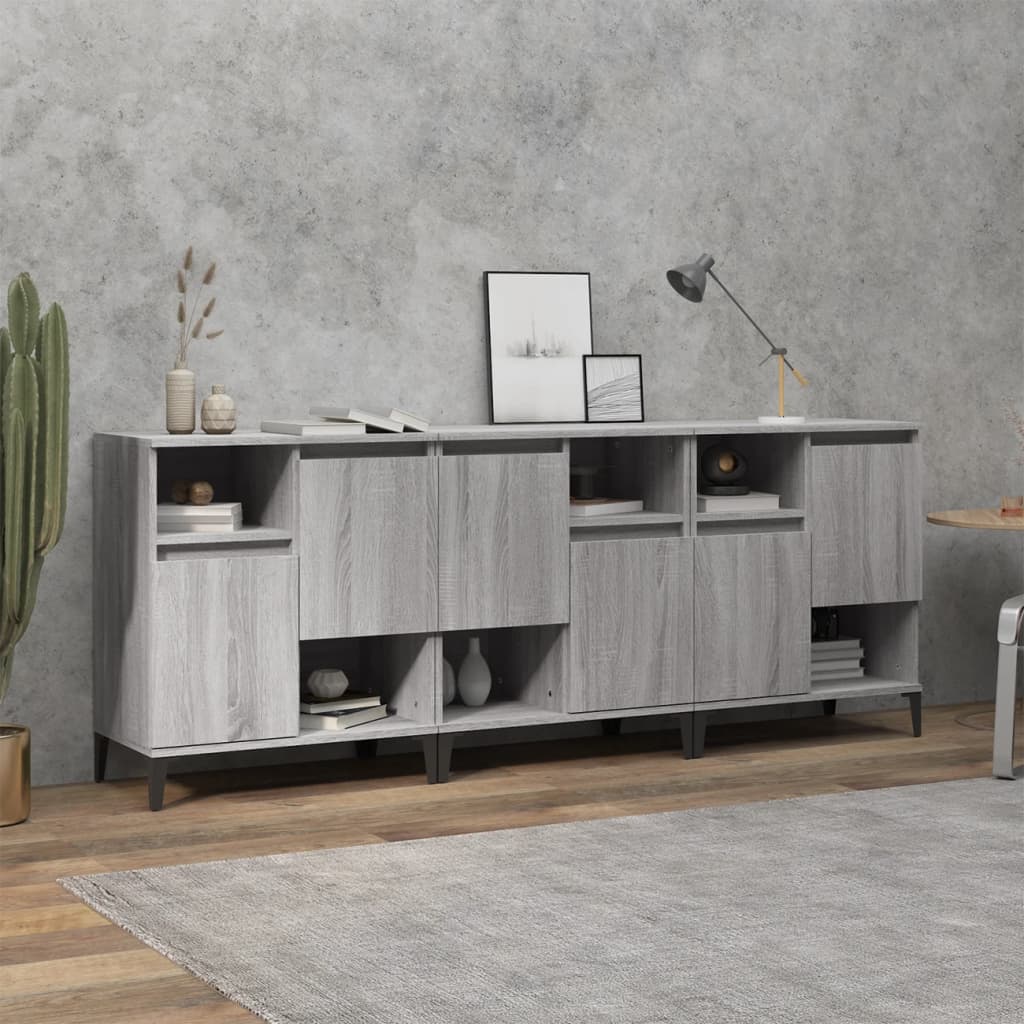 Side cabinets, 3 pcs., grey oak, 60x35x70cm, wood