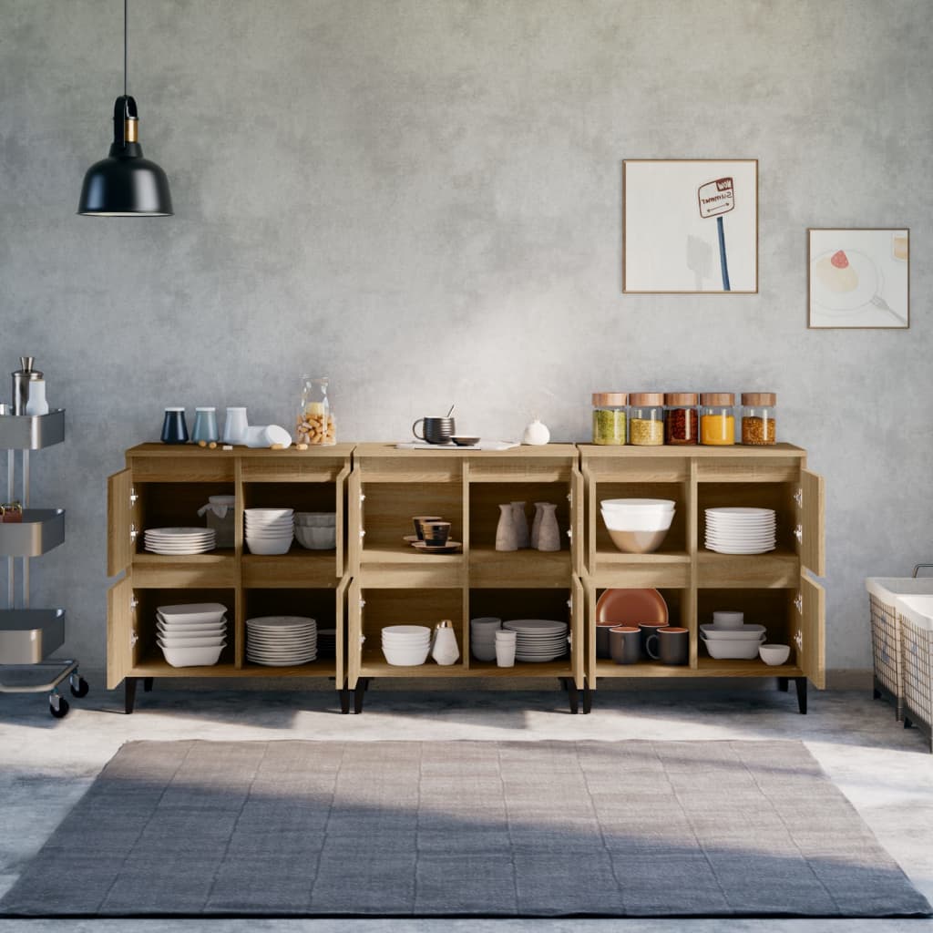 Side cabinets, 3 pcs., oak, 60x35x70cm, treated wood