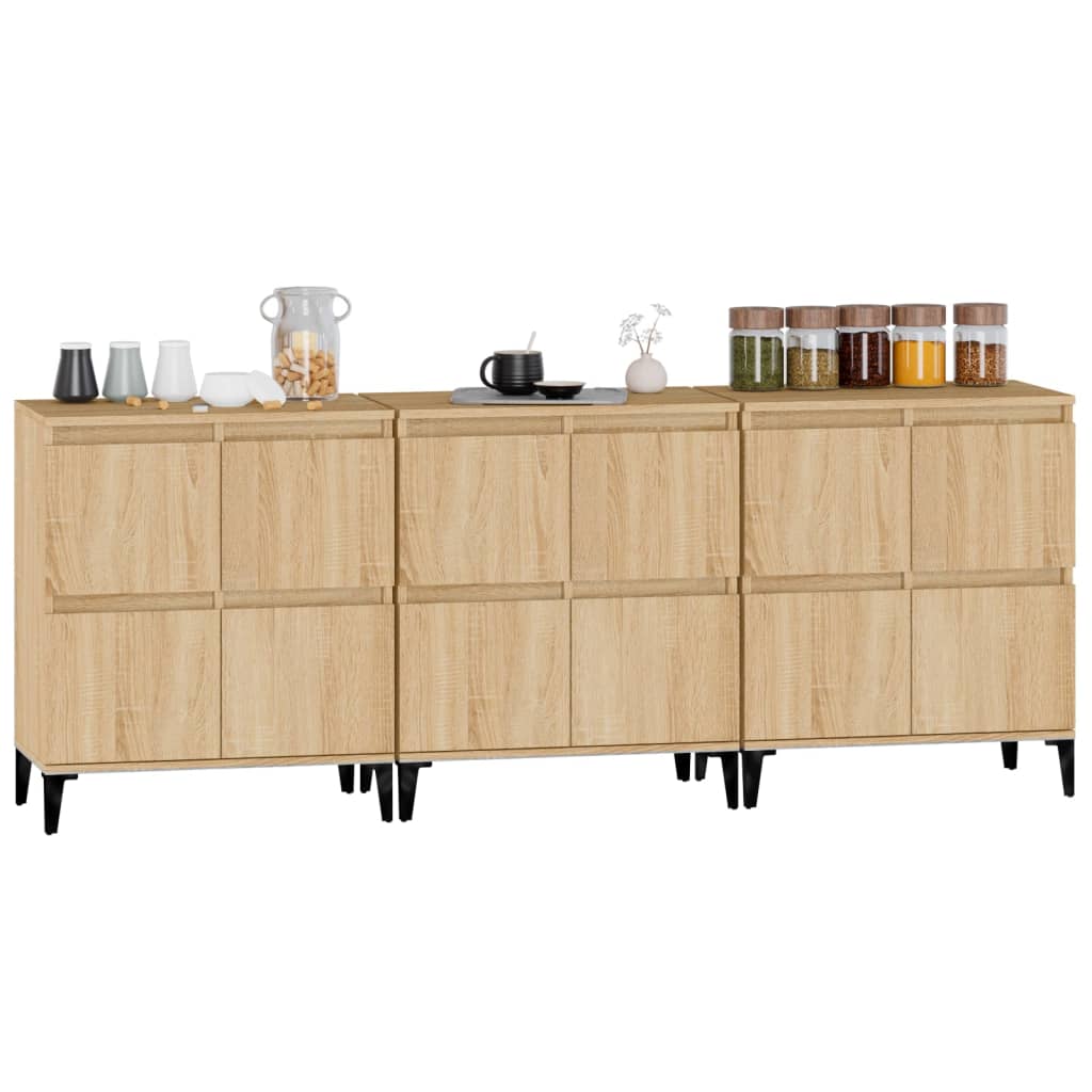 Side cabinets, 3 pcs., oak, 60x35x70cm, treated wood