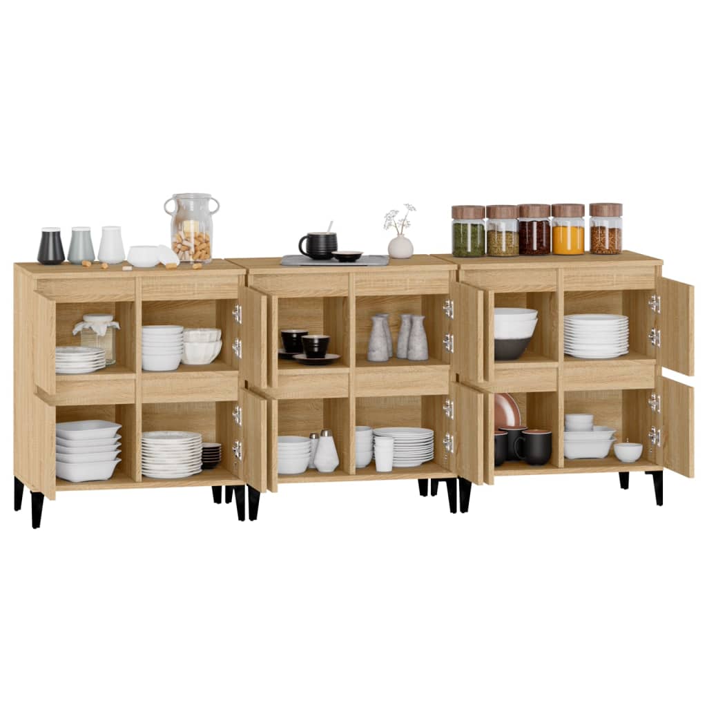 Side cabinets, 3 pcs., oak, 60x35x70cm, treated wood