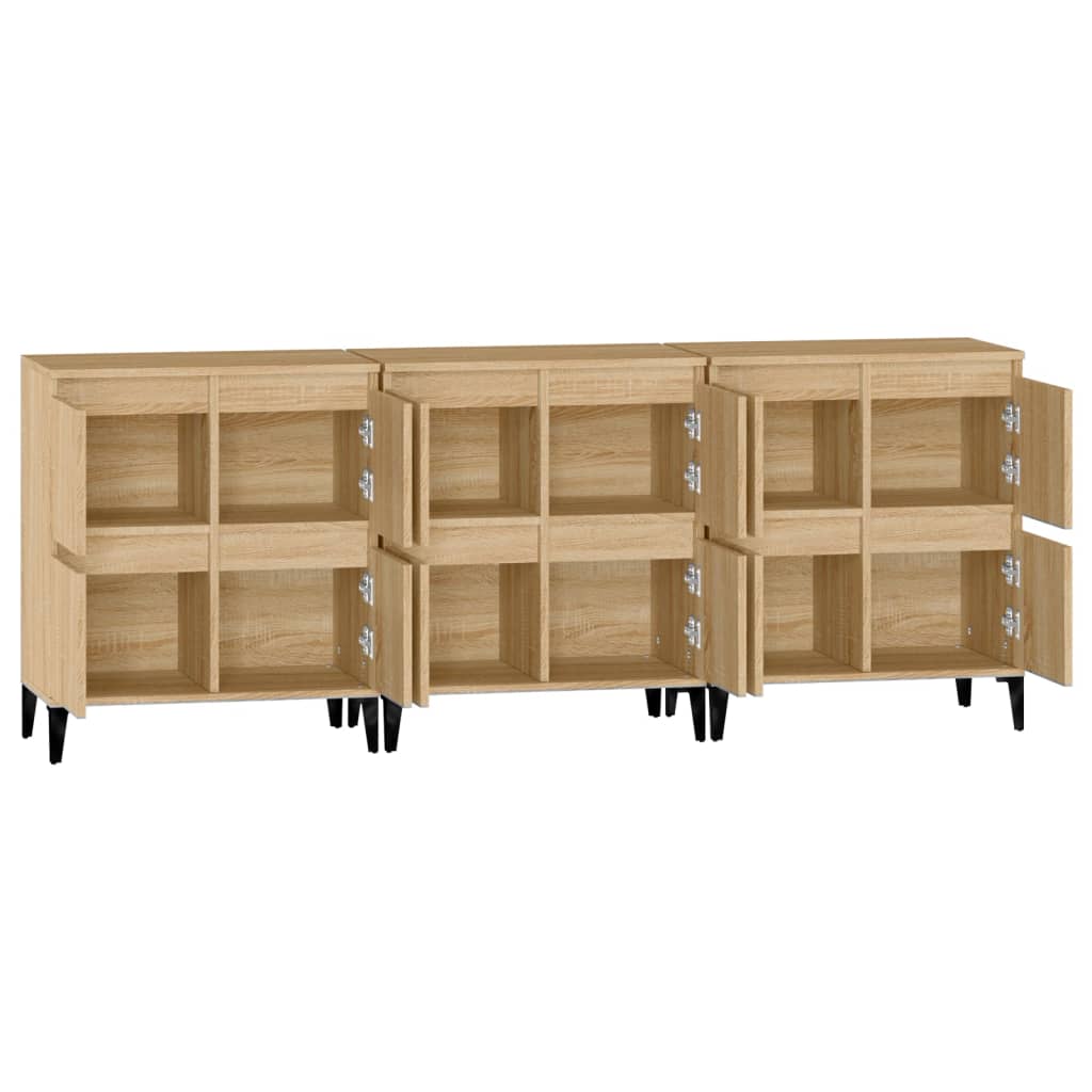 Side cabinets, 3 pcs., oak, 60x35x70cm, treated wood