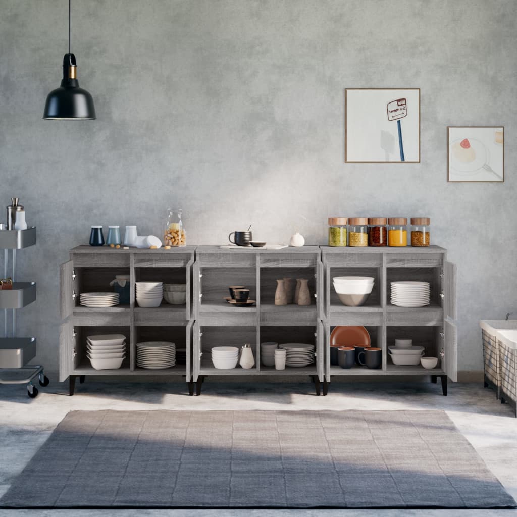 Side cabinets, 3 pcs., grey oak, 60x35x70cm, wood