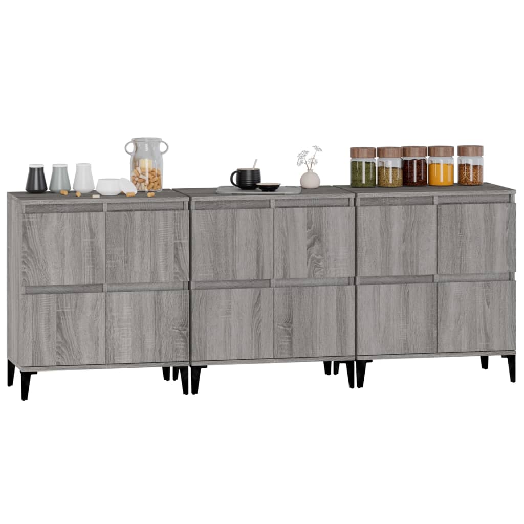 Side cabinets, 3 pcs., grey oak, 60x35x70cm, wood