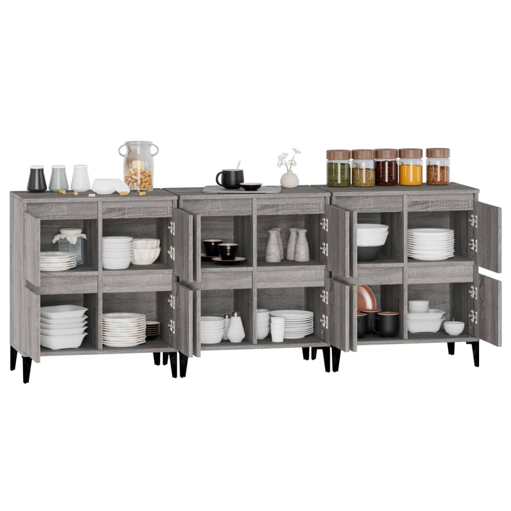 Side cabinets, 3 pcs., grey oak, 60x35x70cm, wood