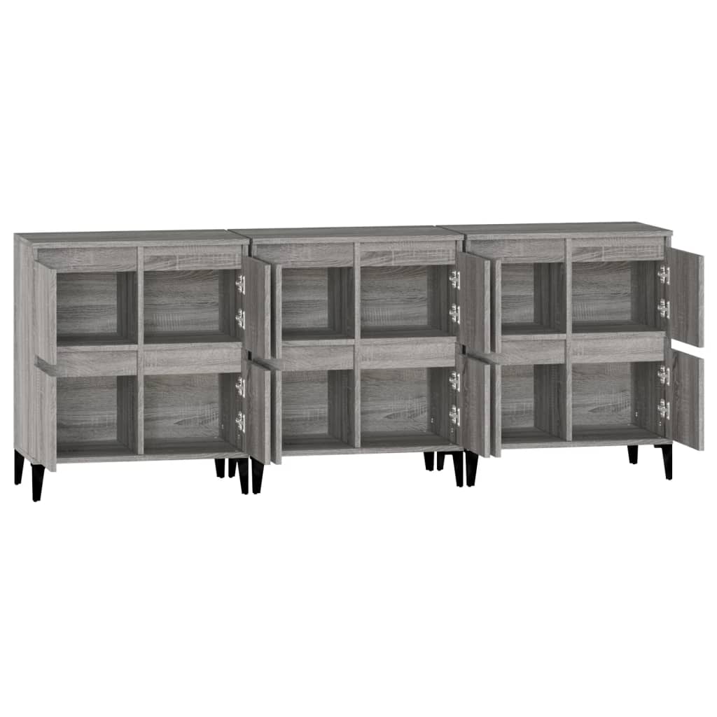 Side cabinets, 3 pcs., grey oak, 60x35x70cm, wood