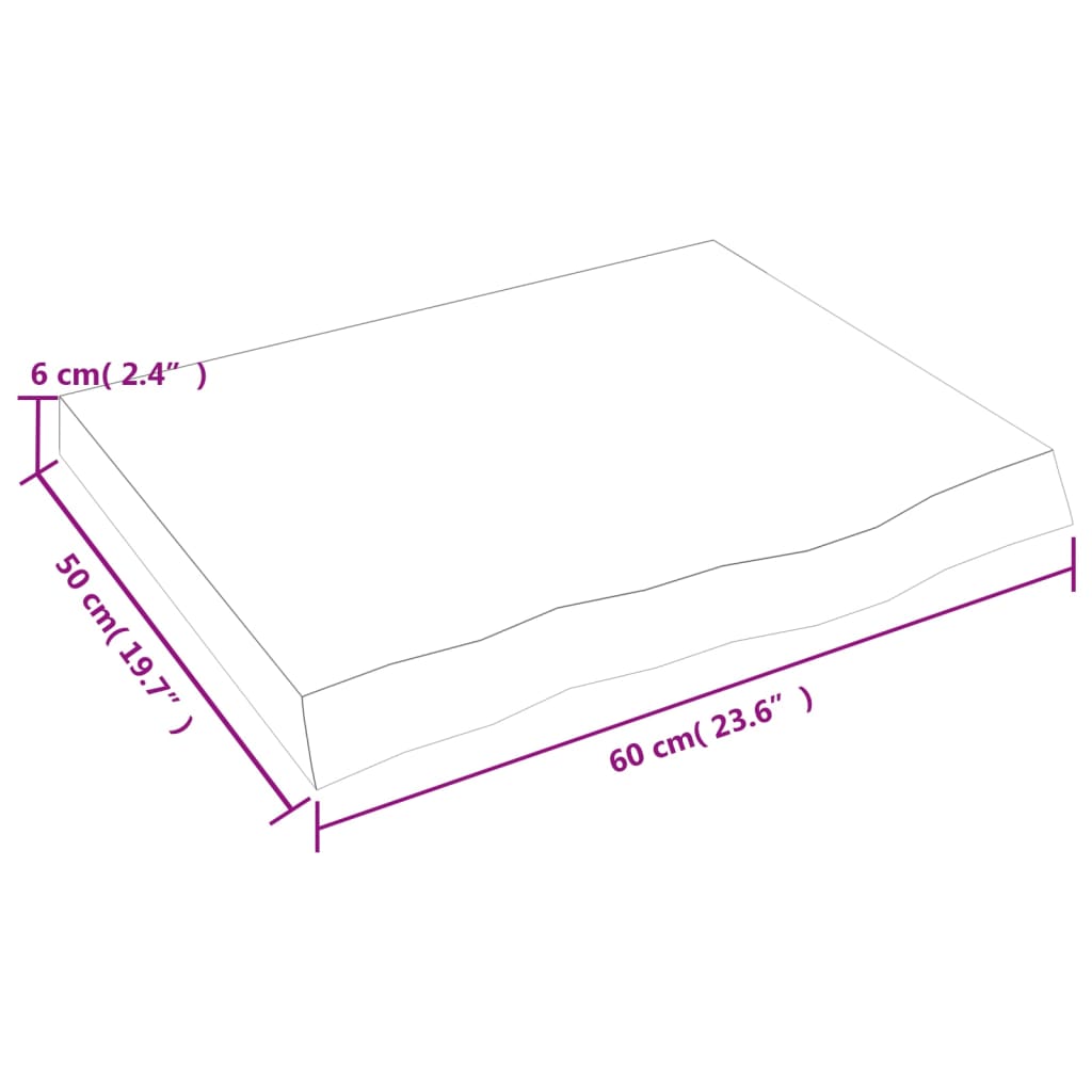 Virsma, 60x50x(2–6)cm, neapstrādāta ozolkoka masīva