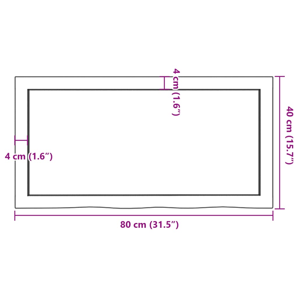 Stalviršis, 80x40x(2–4)cm, neapdorotas ąžuolo medienos masyvas