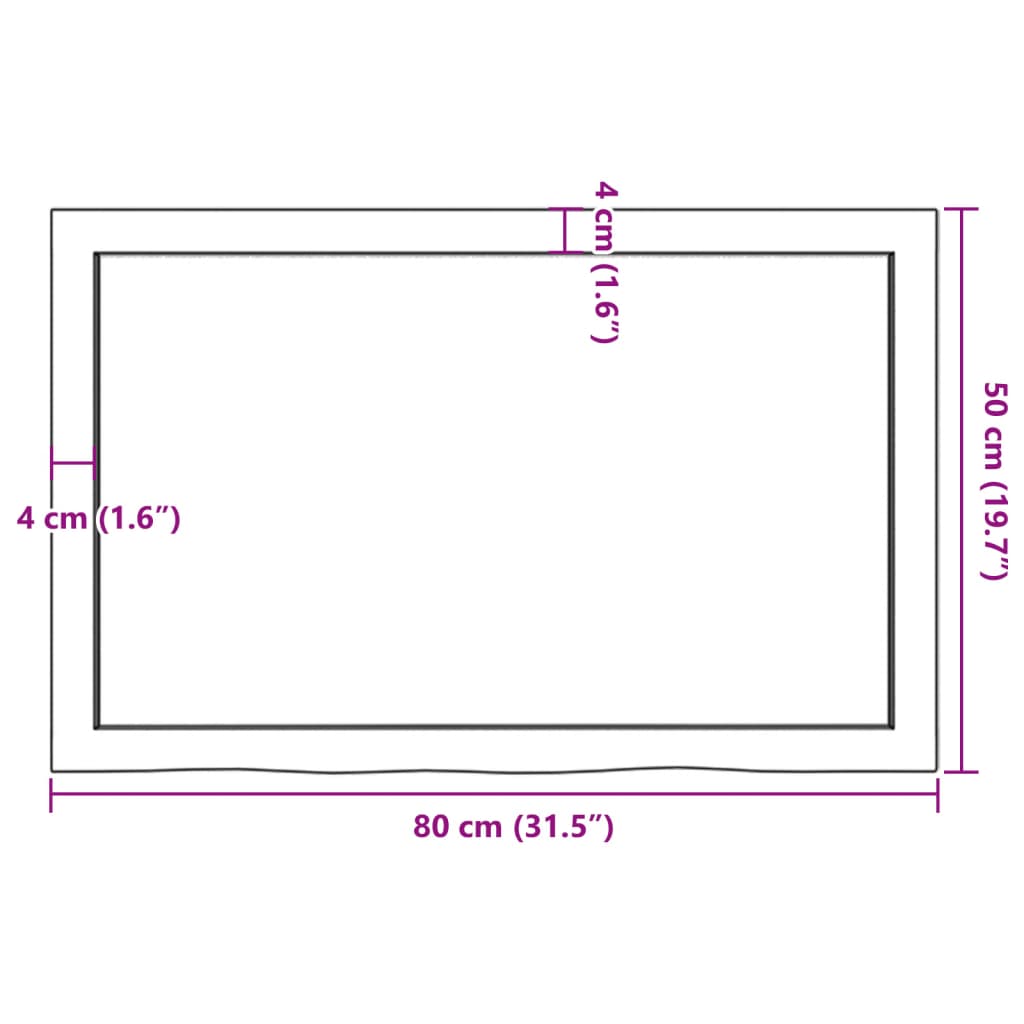 Virsma, 80x50x(2–6)cm, neapstrādāta ozolkoka masīvkoksne
