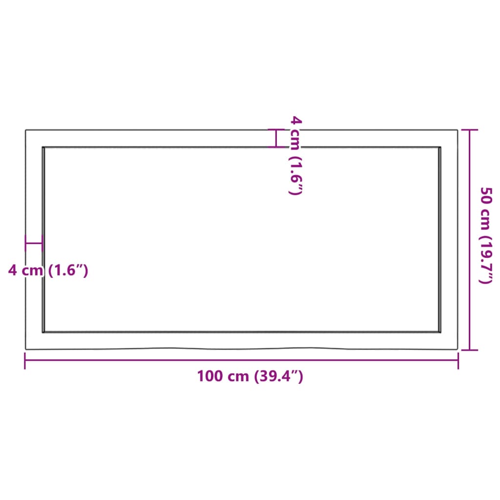 Tabletop, 100x50x(2-4)cm, untreated solid oak wood