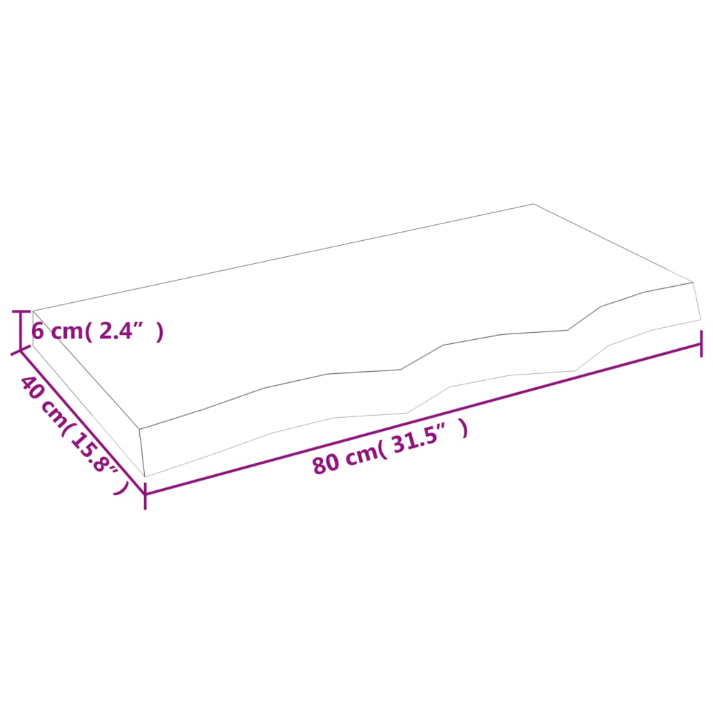 Stalviršis, šviesiai rudas, 80x40x(2-6) cm, medienos masyvas